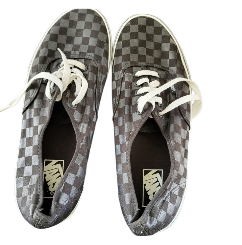 Vans Black and Gray Checkered Loafers